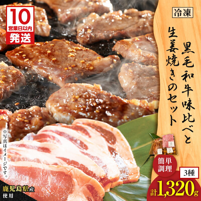 [10営業日以内に発送] 黒毛和牛 味比べ と 生姜焼き の セット 計1320g 牛肉 豚肉 肉 ザブトン リブロース 肩ロース 漬け タレ 焼肉 精肉 味付き 大容量 ボリューム グリルダイニング秀 鹿児島 鹿児島市 おすすめ ランキング プレゼント ギフト