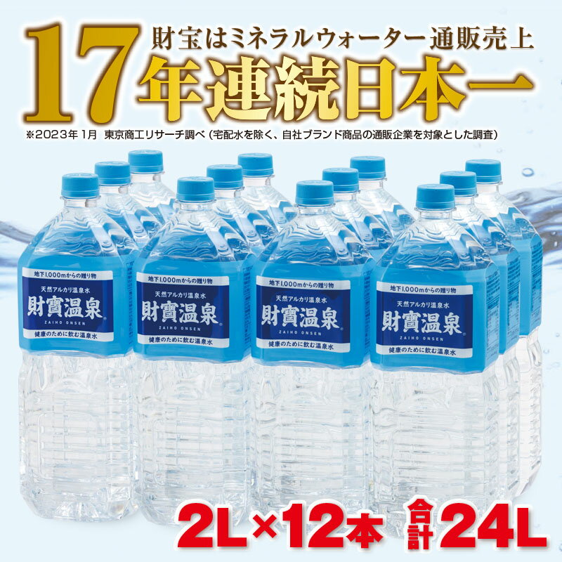 【ふるさと納税】天然 アルカリ 温泉水 財寶温泉 24L（ 2L×12本） 国産 シリカ 水 ミネラルウォーター 常温保存 常温 ペットボトル【財宝】