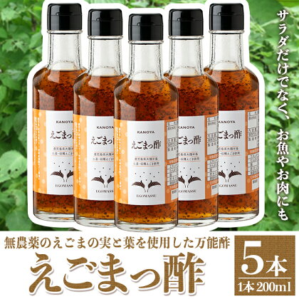 えごまっ酢 1L（200ml×5本） 無農薬で生産・収穫された鹿屋産のえごまを使用！サラダだけじゃなくてお魚やお肉にも良く合う！【通販はくつる】