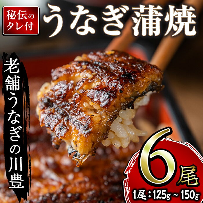 ＜国産＞ 昭和56年創業 うなぎの川豊 有頭 蒲焼き 6尾 セット(約125g～150g×6尾)たれ・山椒付き！鹿児島 鹿屋市 鰻 ウナギ 蒲焼 冷凍 急速冷凍 湯煎 簡単調理 鰻丼 ひつまぶし 土用の丑