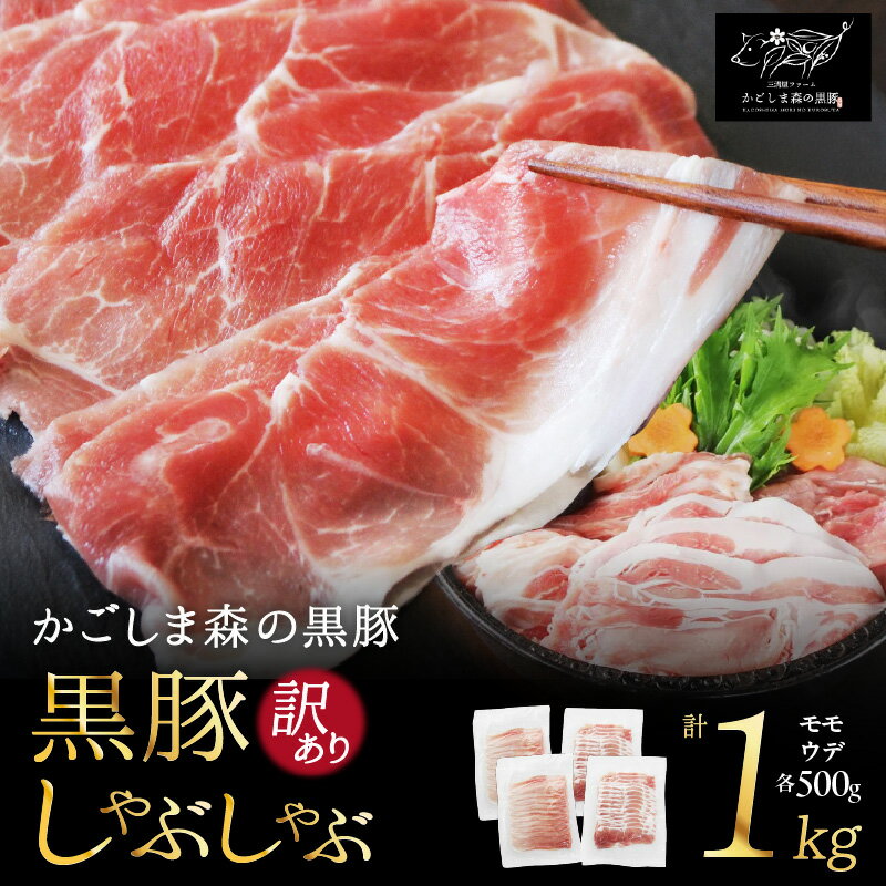 【ふるさと納税】【訳あり】かごしま森の黒豚 しゃぶしゃぶ 1kg 良質なえさで育てた黒豚！しゃぶしゃぶや冷しゃぶに！小分けでお届け 肉 豚肉 豚 小分け パック 冷凍 三清屋 鹿児島 鹿屋市 おすすめ ランキング プレゼント ギフト ランキングのサムネイル
