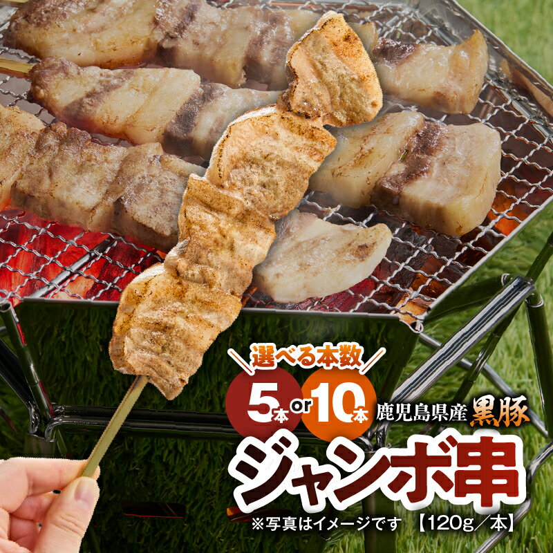 [選べる] 鹿児島県産 黒豚 ジャンボ串 5本 or 10本 120g/本 豚肉 豚 肉 串 やきとり やきとん ジャンボ 惣菜 おかず BBQ 甘み 旨味 おいしい 上質 脂 厳選素材 農場 直売 真心 永吉 鎌田黒豚農場 鹿児島 鹿屋市 おすすめ ランキング プレゼント ギフト