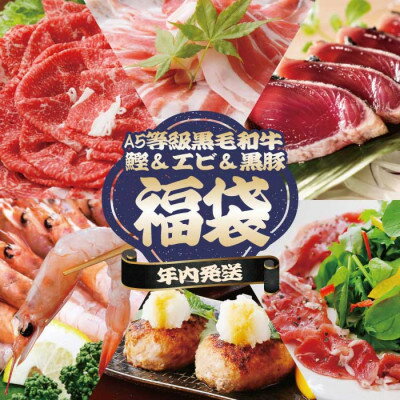 【ふるさと納税】【年内発送】福袋 A5ランク黒毛和牛・タカエビ(薩摩甘エビ)・黒豚・カツオ 贅沢詰合わせ B8-24【配送不可地域:離島】【1580561】