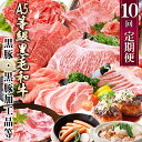 【ふるさと納税】定期便(1年で10回配送)お楽しみ便(A5等級黒毛和牛・鹿籠豚(黒豚)・かご豚加工品等HH-6004_ 肉 牛肉 サーロイン ステーキ 焼肉 ハ...