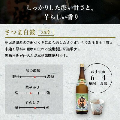 【ふるさと納税】【毎月定期便】薩摩酒造の本格焼酎 さつま白波&さくら白波 900ml×各2パック EE0-12全3回【配送不可地域：離島】【4088736】