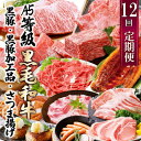 【ふるさと納税】定期便(12回配送)枕崎お楽しみ便(A5等級黒毛和牛・黒豚・黒豚加工品・さつまあげ等)JJ-6003_ 肉 お肉 牛肉 すきやき すき焼き しゃ...