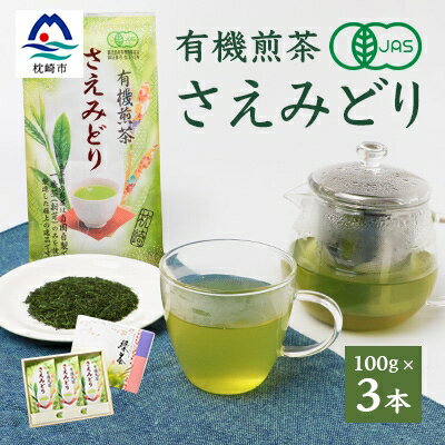 1番茶(新芽)のみを使用 有機煎茶[さえみどり]KAORU園 (100g×3本) CC-150