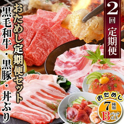 定期便2回配送 鹿児島県産黒毛和牛・黒豚・漬丼 お試し定期便セット DD-6007[配送不可地域:離島]