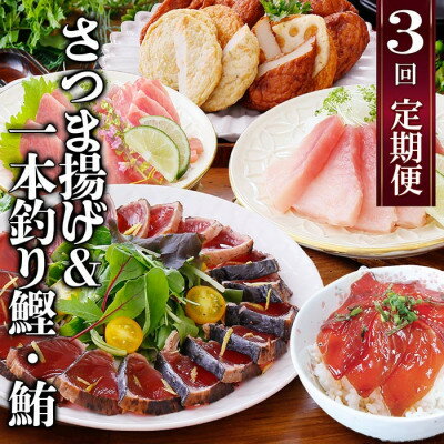 【ふるさと納税】定期便(半年で3回)さつま揚げ&鮮度抜群な一本釣りかつお・まぐろ LL-6007【配送不可地域:離島】【1462810】