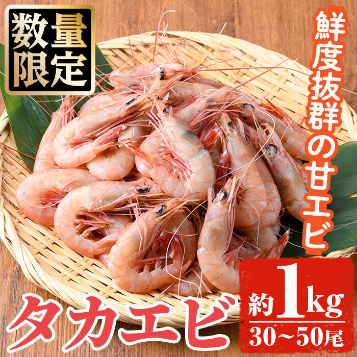 【ふるさと納税】数量限定！タカエビ(約1kg・30〜50尾)国産 えび 海老 海鮮 魚介 甘エビ 甘えび 冷凍 期間限定【松永青果】a-14-25