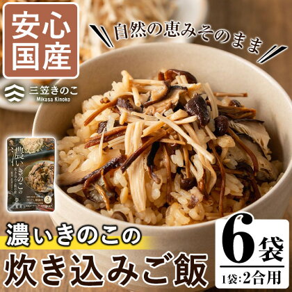 国産のえのきやきのこ使用！濃いきのこの炊き込みご飯の素(2合用×6個)国産 だし醤油 きのこご飯 椎茸 しいたけ【三笠えのき茸生産組合】a-12-59