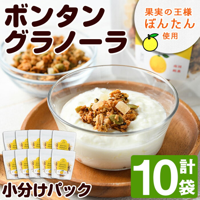 ボンタングラノーラ・小分けパック(計10袋・50g×10袋)ボンタンのほろ苦い甘味と食感が味わえます!ぼんたん ボンタン 文旦 グラノーラ ナッツ シリアル おやつ[泰平食品]a-16-10