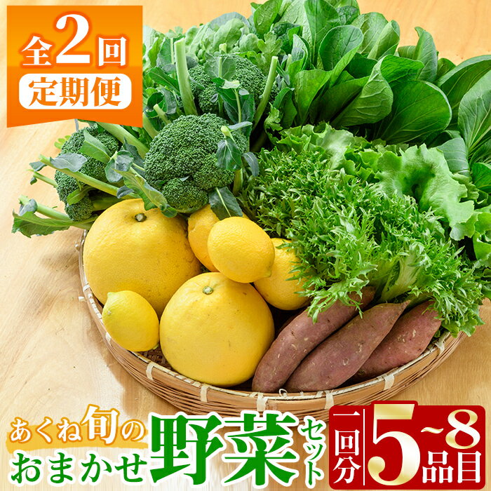 【ふるさと納税】＜定期便・全2回(6月・11月)＞あくね旬の野菜おまかせセット(5〜8品目)小松菜、レタス..