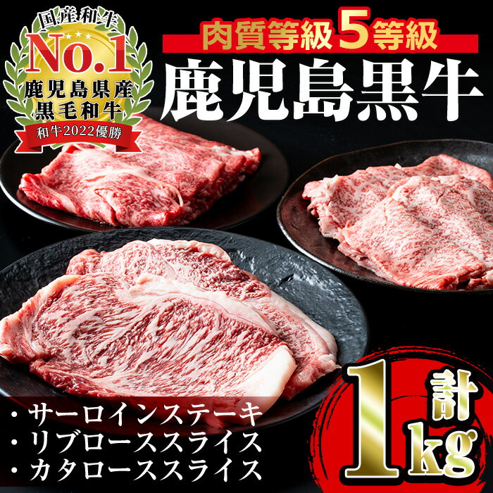 肉質最高ランク等級5等級 鹿児島黒牛サーロインステーキ(2枚)・すきやき(4〜5人前)セット(計1kg) 牛肉 国産 ステーキ 黒牛 すき焼き 詰め合わせ セット ブランド牛 おかず BBQ 焼肉 晩御飯 [JA鹿児島いずみ]