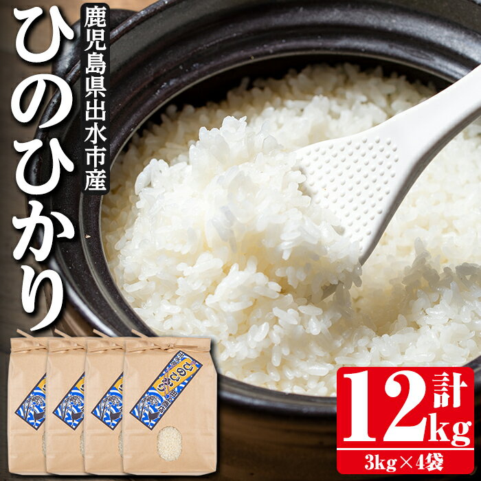 【ふるさと納税】＜2023年11月上旬から順次発送＞令和5年産！鹿児島県出水市産ひのひかり＜3kg×4袋・計12kg＞米 12kg お米 白米 ヒノヒカリ 自家脱穀 自家精米 発送直前 精米 おにぎり ごはん お米マイスター 厳選【田上商店】