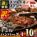 【ふるさと納税】<個数を選べる!>【訳あり】(網脂なし)鹿児島県産黒毛和牛の究極の手ごねハンバーグ (100g×4個 or 10個) 訳あり ハンバーグ 牛肉 ...