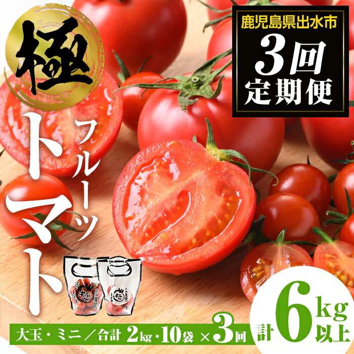 【ふるさと納税】＜定期便・計3回(連続)＞極トマト おまかせセット (ミニトマト・大玉トマト) ＜2kg以上×3回・総計6kg以上＞ フルーツトマト とまと トマト 野菜 青果 旬 ミニトマト 大玉 お弁当 料理 期間限定 定期便【末永農園】
