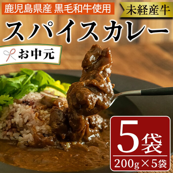 [お中元ギフト][国産!鹿児島県産A4未経産牛]指宿育ち黒毛姫牛!ALOHAスパイスカレー(200g×5袋) 鹿児島県 国産 黒毛和牛 和牛 牛肉 牛すじ レトルトカレー レトルト スパイスカレー カレー 電子レンジ 湯銭 パック セット おかず ギフト [Meat you]