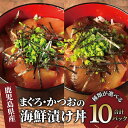 【ふるさと納税】<鰹節産地の新鮮漬け丼!>カツオ・マグロの海鮮漬け丼セット(2種100g×10P・計1kg) マグロ 鮪 カツオ 鰹 丼 冷凍 海の幸 タレ 簡...