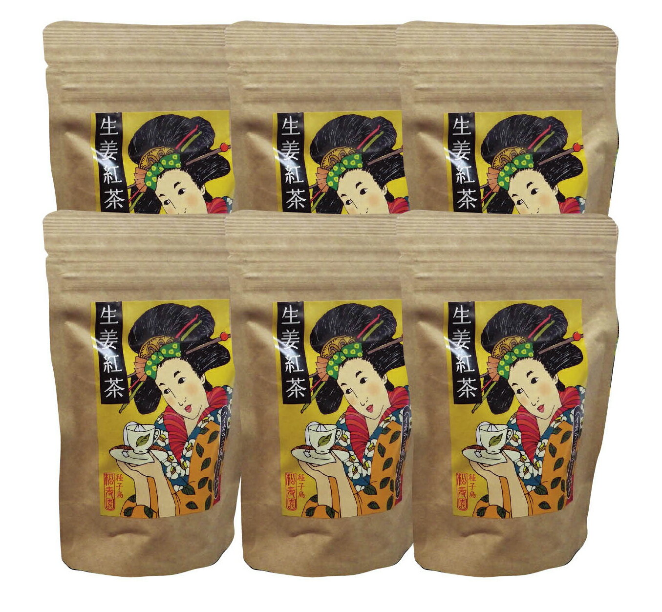種子島松寿園 ティーバッグ[浮世絵柄]生姜紅茶6袋セット