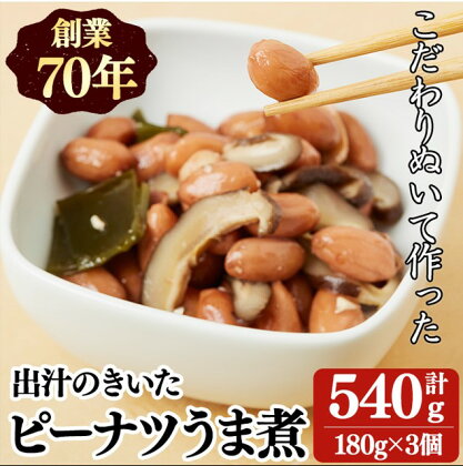 ふるさとの味 ピーナツうま煮 (計540g・180g×3個)ピーナツ 落花生 うま煮 煮物 手作り 惣菜 おかず おつまみ【藤川】W-4805