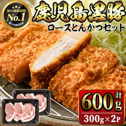 鹿児島黒豚ロースとんかつセット(計600g・300g×2P)鹿児島黒豚 黒豚 豚肉 肉 とんかつ トンカツ とんてき トンテキ セット 国産 鹿児島県産 冷凍【JA鹿児島きもつき】A1-1621