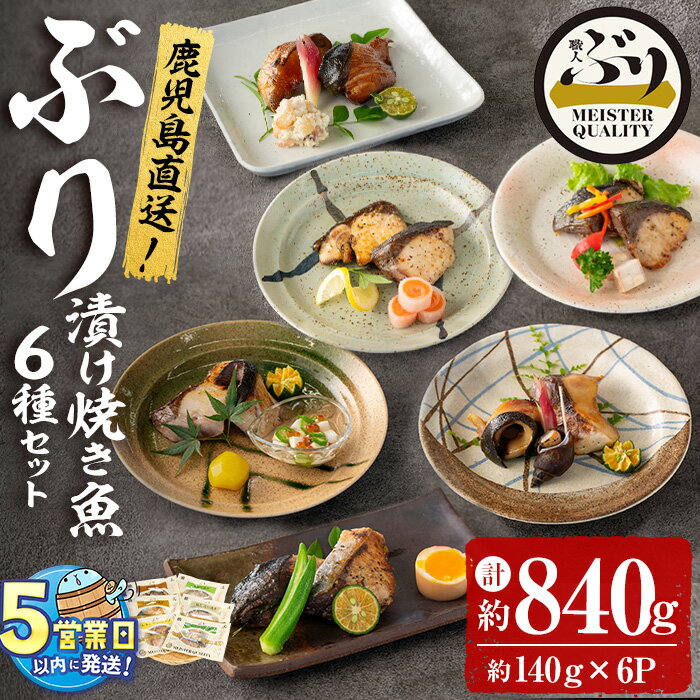 【ふるさと納税】＜県知事賞受賞＞＜すぐ届く！＞鹿児島産冷凍ぶり＜漬け焼き魚＞6種セット(計約840g・..