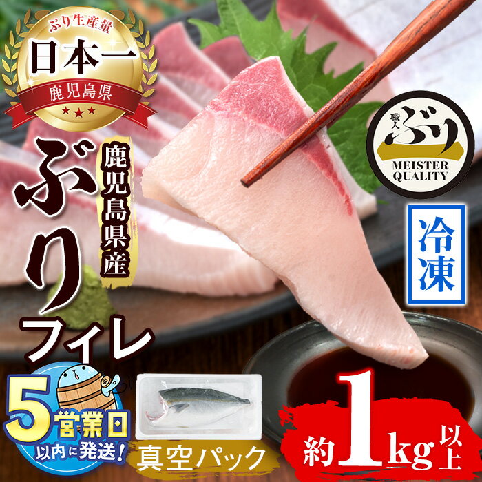 [すぐ届く!]鹿児島産冷凍ぶりフィレ(1kg以上・半身1枚)ぶり ブリ 鰤 魚 海鮮 魚介 刺身 さしみ しゃぶしゃぶ 焼魚 煮魚 フィレ フィーレ 半身 片身 国産 鹿児島県産 垂水市産 冷凍 養殖 ぶり職人[アクアブルー