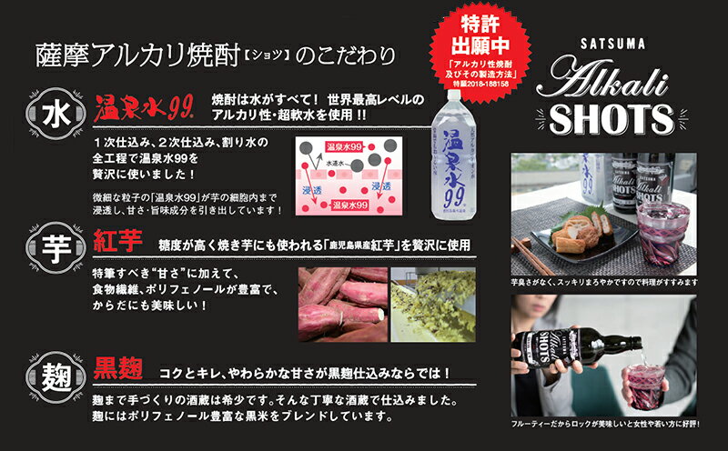 【ふるさと納税】温泉水99と紅芋で作った芋焼酎薩摩アルカリ焼酎(4合)12本セット