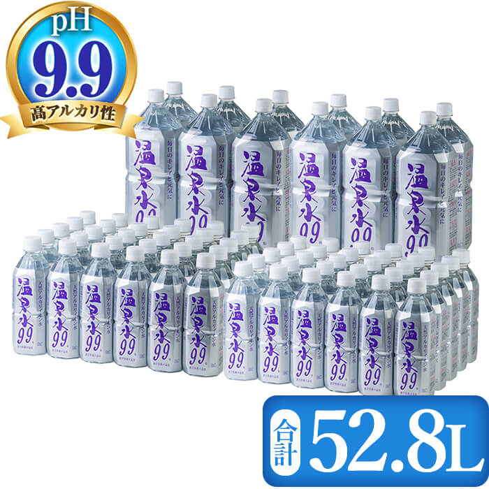 【ふるさと納税】飲む温泉水 温泉水99(計52.8L・1.9L×12本、500ml×60本)水 ミネラルウォーター 温泉水 飲む温泉水 飲むシリカ シリカ 飲料 500ml ペットボトル 国産 鹿児島産 垂水市 温泉水99【エスオーシー】E5-0818