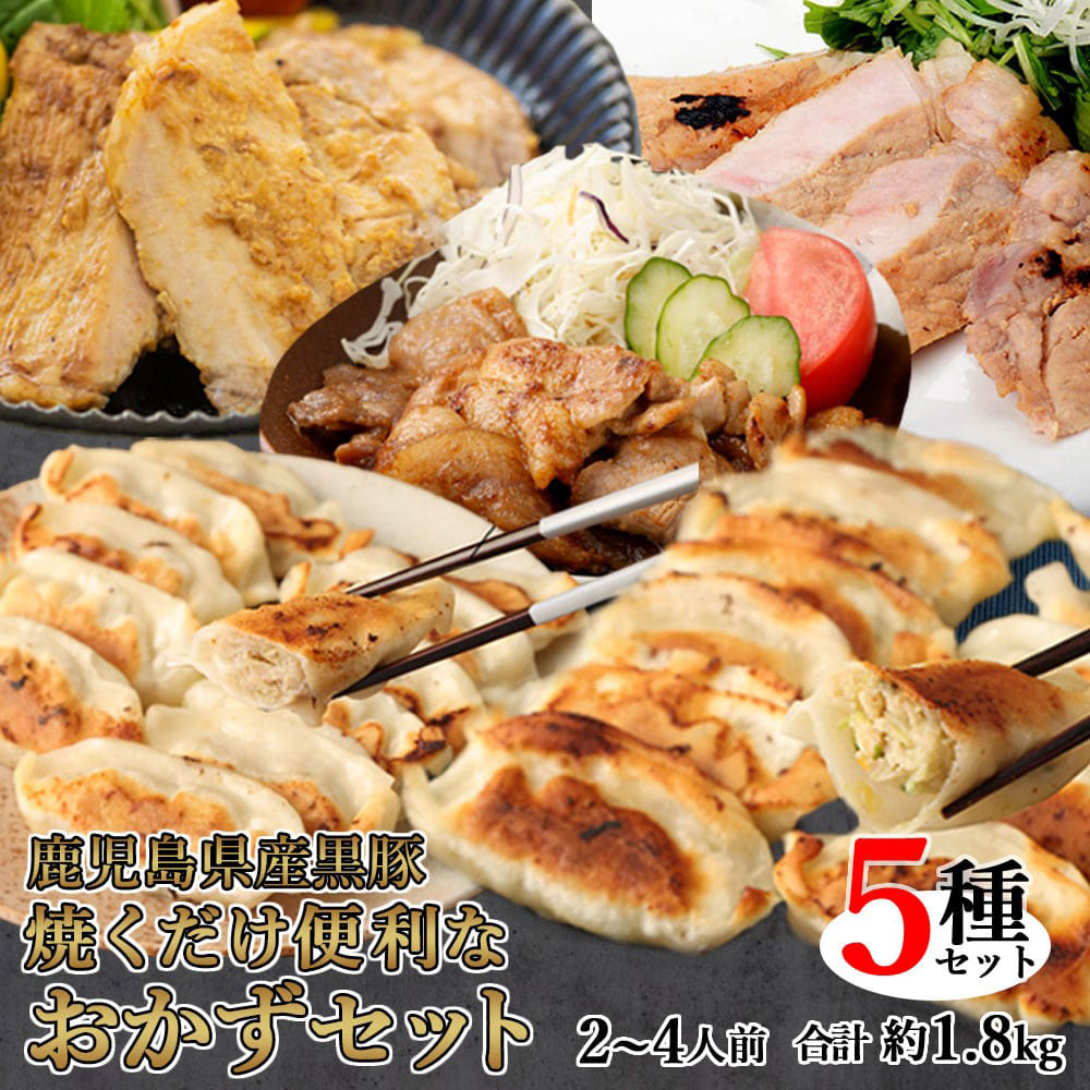 4位! 口コミ数「0件」評価「0」鹿児島県産 黒豚 焼くだけ便利なおかずセット 5種 2～4人前 合計約1.8kg （黒豚餃子 にんにく／しょうが・黒豚ロース 味噌漬け／塩麴･･･ 