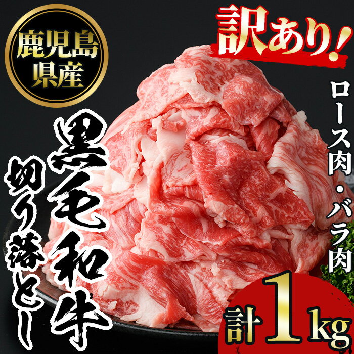 【ふるさと納税】＜訳あり＞鹿児島黒毛和牛ロース・バラ切り落とし(250g×4袋・計1kg) 鹿児島県産 牛肉 黒毛和牛 和牛 ロース 肩ロース バラ バラ肉 冷凍【NBフード】