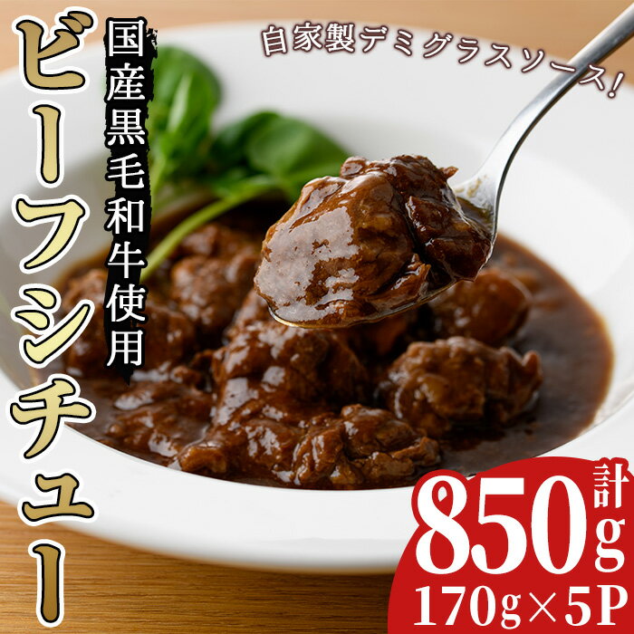 【ふるさと納税】国産黒毛和牛ビーフシチューセット(計約850g・約170g×5パック)シチュー スープ 国産 国産牛 黒毛和牛 デミグラス 冷凍 【arumei】