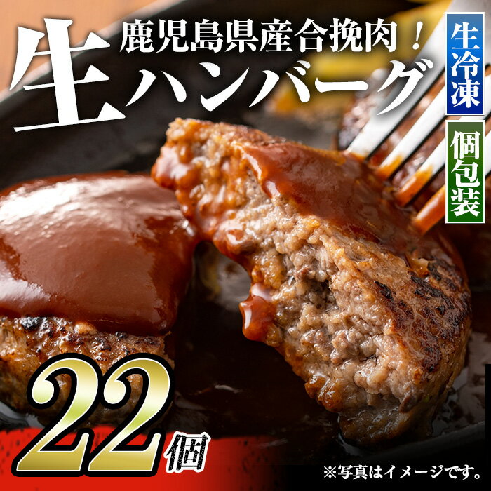 【ふるさと納税】お肉屋さんが作った 鹿児島県産合挽肉の生ハンバーグ 計22個・生冷凍 国産 九州産 牛肉 ハンバーグ 惣菜 弁当 冷凍ハンバーグ 冷凍【カミチク】