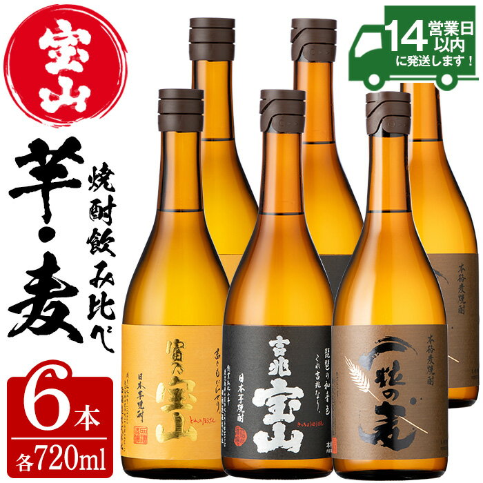 【ふるさと納税】鹿児島の焼酎飲み比べ！「富乃宝山」「吉兆宝山」「一粒の麦」(3銘柄・各720ml×2本・...