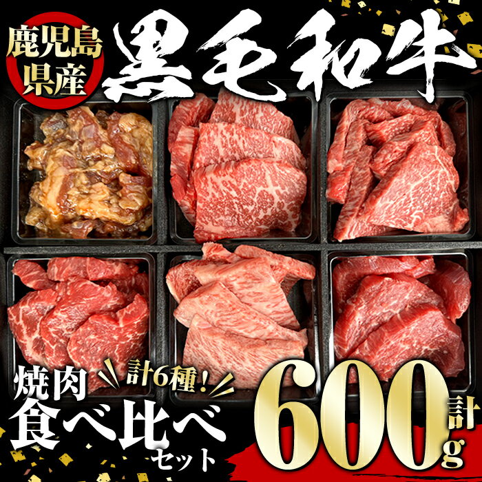 【ふるさと納税】鹿児島県産黒毛和牛 焼肉食べ比べセット 600g 黒毛和牛 和牛 牛肉 肉 焼肉 焼き肉 食べ比べ トモサンカク ランプ 冷凍 国産【1129】