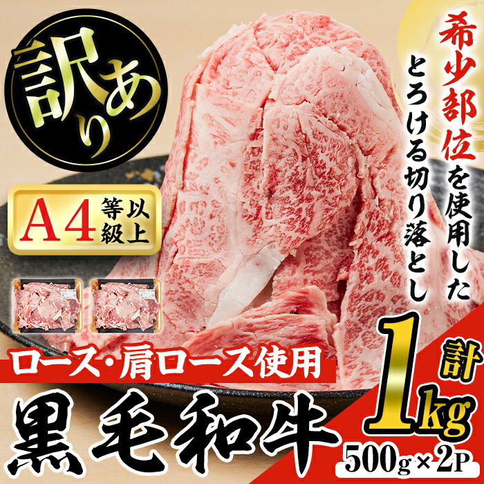 【訳あり】国産 和牛 切り落とし(計1kg・500g×2P) 和牛 牛 切り落とし しゃぶしゃぶ すき焼き 焼肉 牛丼 小分け 冷凍 ロース カタロース A4ランク以上 国産 さし【ナンチク】