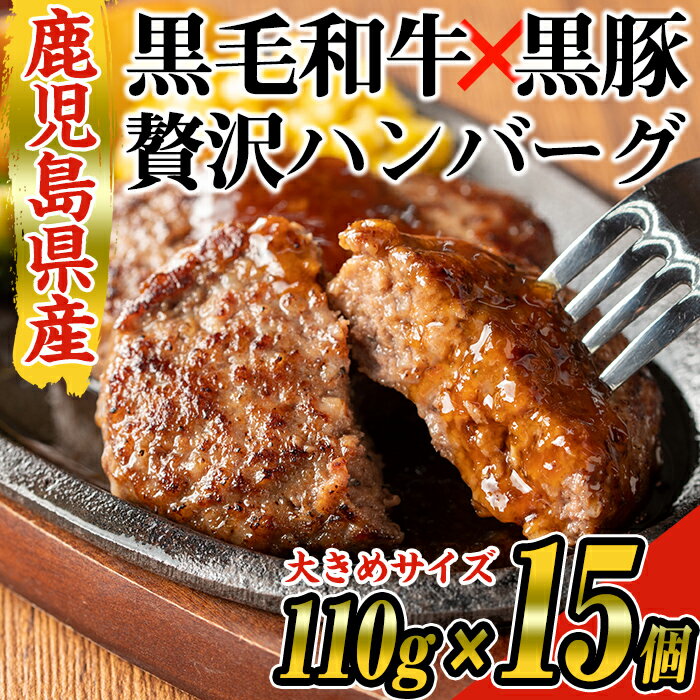 鹿児島県産黒毛和牛×黒豚使用!お肉屋の贅沢合挽き生ハンバーグ15個(計1.6kg以上) 鹿児島県産 冷凍ハンバーグ 黒毛和牛 和牛 黒豚 肉 合挽き 合いびき ハンバーグ 小分け パック 冷凍[ナンチク]