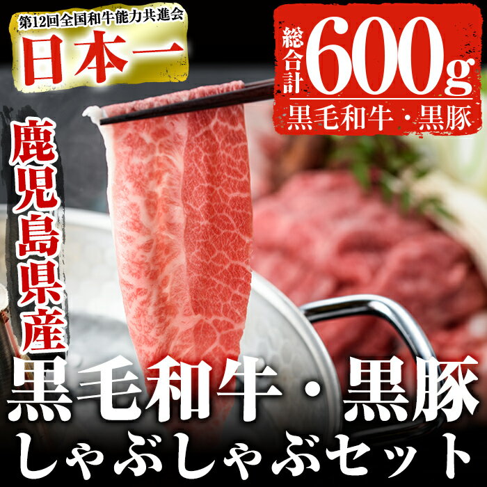 【ふるさと納税】鹿児島黒毛和牛 鹿児島黒豚しゃぶしゃぶセット(300g×2P・計600g) 黒毛和牛 和牛 黒豚...