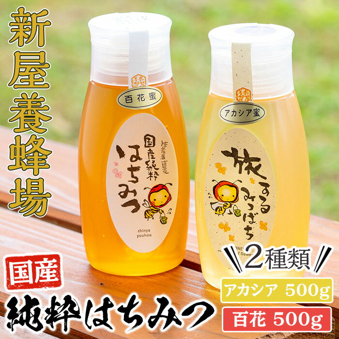 今年のイチオシはちみつ2本セット(アカシアはちみつ500g、百花はちみつ500g) はちみつ 蜂蜜 ハチミツ ハニー 純粋はちみつ 国産 アカシアはちみつ 百花はちみつ[新屋養蜂場]