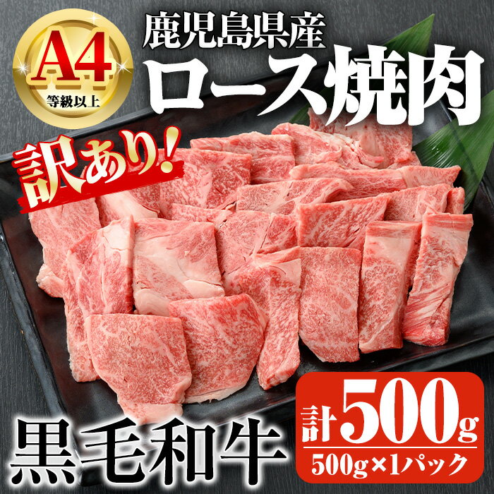 【ふるさと納税】鹿児島県産A4等級以上黒毛和牛・ロース不揃い切り落とし焼肉 計500g(500g×1パック) 国産 鹿児島県産 牛 小分け 冷凍 牛肉 黒毛和牛 切り落とし ロース 訳あり【ビーフ倉薗】