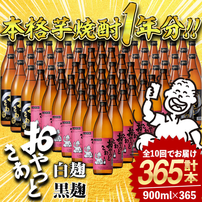 【ふるさと納税】≪本格芋焼酎1年分!≫おやっとさあ365本セット!(全10回 / おやとさあ900ml×120本・おやっとさあ黒900ml×245本) 焼酎 芋...