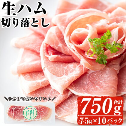 ＜配送時期が選べる＞鹿児島発！国産豚生ハム切り落とし75g×10P(計750g) 生ハム おつまみ 小分け 国産 選べる【ナンチク】