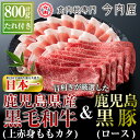 【ふるさと納税】鹿児島県産黒毛和牛【A-5ランク】＆黒豚しゃぶしゃぶセット（計約800g・たれ付き)日本一に輝いた牛肉、鹿児島黒牛の上赤身肉と、豚肉は黒豚のロース肉のしゃぶしゃぶ肉セット【今肉屋】