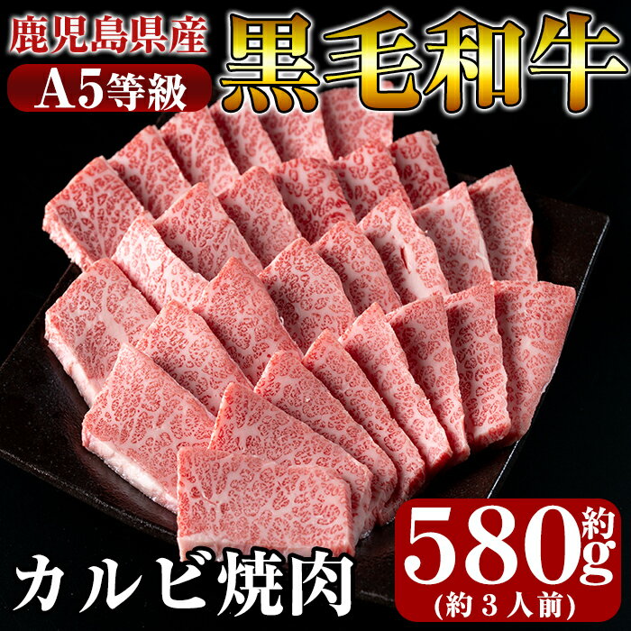 鹿児島県産黒毛和牛[A5等級]きりしま畜産厳選!黒毛和牛カルビ焼肉用約580g(約3人前)国産 牛肉 焼肉 焼き肉 鹿児島県産 黒毛和牛 肉 精肉 牛 バラ肉[きりしま畜産]