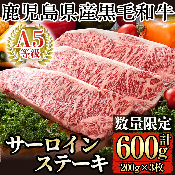 【ふるさと納税】＜数量限定！＞鹿児島県産黒毛和牛サーロインステーキ200g×3枚セット(A-5等級)国産 黒毛和牛 和牛 牛肉【九面屋】