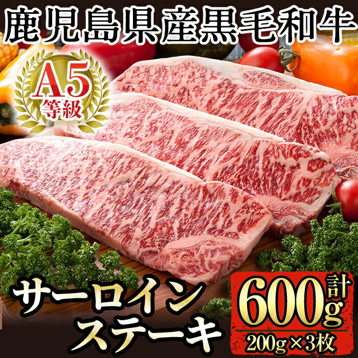 【ふるさと納税】＜数量限定！＞鹿児島県産黒毛和牛サーロインステーキ200g×3枚セット(A-5等級)国産 黒毛和牛 和牛 牛肉【九面屋】のサムネイル