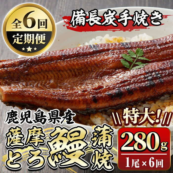 【ふるさと納税】【定期便6回】薩摩とろ鰻蒲焼特大サイズ1尾(280g)×6回 うなぎ ウナギ 蒲焼き 蒲焼 かばやき タレ 鹿児島 国産 冷凍【..