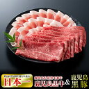 鹿児島県産黒毛和牛＆黒豚しゃぶしゃぶセット（計約800g・たれ付き)※北海道・沖縄配送不可※国産 牛肉 上赤身肉 豚肉 黒豚ロース肉 しゃぶしゃぶ肉