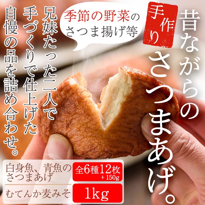 【ふるさと納税】さつま揚げの本場串木野産！寺田屋 特プレミアムセット(むてんか味噌1kgと棒天や上揚に旬のお野菜天…